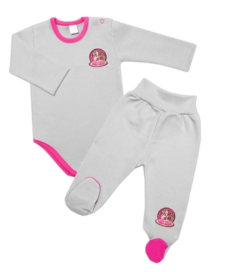 2-dílná sada G-baby body dl. rukáv + polodupačky Pony Farm, šedá, vel. 68; 68 (3-6m)