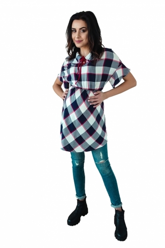 Be MaaMaa Košilová těhotenská tunika kr. rukáv - granát, vel. XXL; XXL (44)