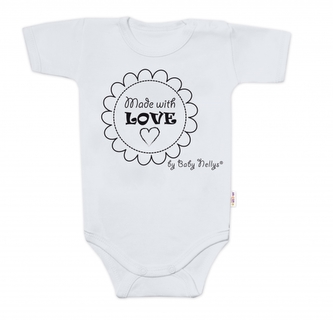 Body krátký rukáv Made with love, Baby Nellys, šedé, vel. 62; 62 (2-3m)