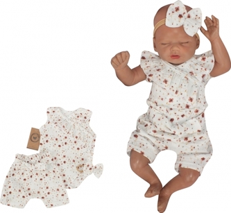 Zavinovací body s volánkem, kraťasy + čelenka mušelín, 3D, Z&Z Květinky, smetanové; 56 (1-2m)