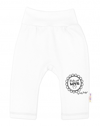 Kojenecké tepláčky Made with love, Baby Nellys, bílé; 68 (3-6m)