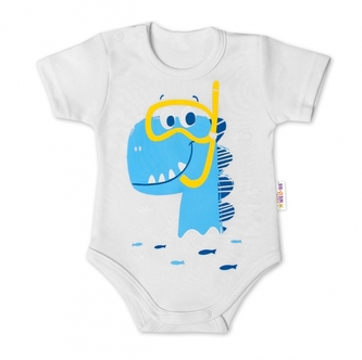 Baby Nellys Bavlněné kojenecké body, kr. rukáv, Drak Eda - bílé, vel. 68; 68 (3-6m)