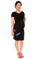 Be MaaMaa Těhotenské a kojící šaty Agnes - černé se stuhou, vel. L; L (40)