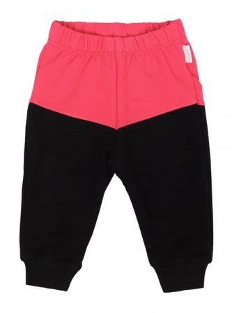 Mamatti Kojenecké tepláčky s kapsami, Myška - tm. růžová-černé; 68 (3-6m)