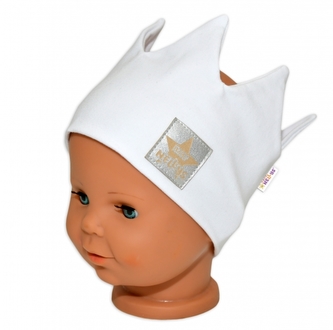 Hand Made Bavlněná čelenka - dvouvrstvá, Korunka - bílá, 104/116. Baby Nellys; 104-116 (4-6r)