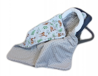 Baby Nellys Bavlněná oboustranná dečka 3v1 s minky a kožešinkou, 90x90 cm, srnky Baby Nellys Bavlněná oboustranná dečka 3v1 s minky a kožešinkou, 90x90 cm, srnky