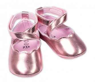 Kojenecké capáčky, balerínky YO! na suchý zip, růžové; 62-74 (3-9m)