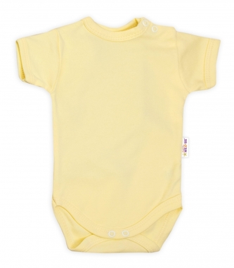 Baby Nellys Bavlněné body krátký rukáv - žluté, vel. 80