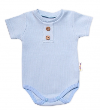 Baby Nellys Kojenecké žebrované body s knoflíčky kr. rukáv, Boy - sv. modré, vel. 68; 68 (3-6m)