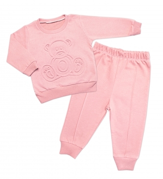 Tepláková souprava Méďa 2D, bavlna, pudrová, vel. 68/74; 68/74 (6-9m)