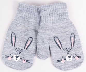 Zimní dívčí rukavičky se šňůrkou Králíček - šedé, vel. 98/104; 98-104 (2-4r)