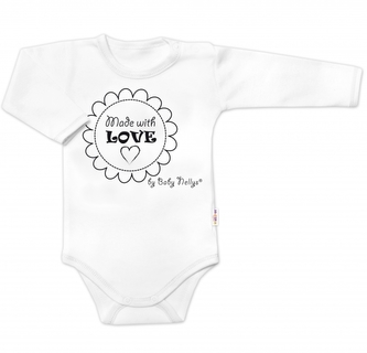 Body dlouhý rukáv Made with love, Baby Nellys, bílé, vel. 62; 62 (2-3m)
