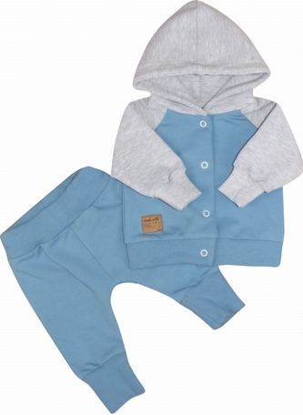 Tepláková souprava s kapucí Magic Kazum, modrá/šedá; 56 (1-2m)