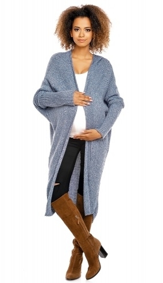 Be MaaMaa Dlouhý pletený těhotenský kardigan - jeans; UNI