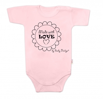 Body krátký rukáv Made with love, Baby Nellys, růžové, vel. 68; 68 (3-6m)
