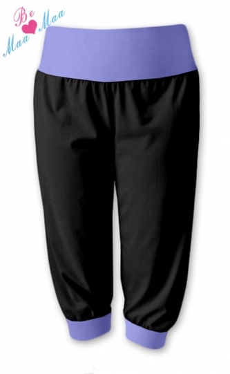 Be MaaMaa Sportovní 3/4 legíny CAPRI - černé/lila; S/M