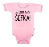 Body krátký rukáv s vtipným textem Baby Nellys, Já jsem tady ŠÉFKA! vel. 62; 62 (2-3m)