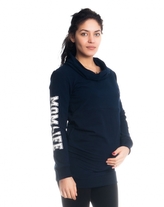 Be MaaMaa Těhotenské a kojící triko/mikina Mom Life, dl. rukáv, granátové, vel. XS