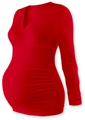 JOŽÁNEK Těhotenské triko/tunika dlouhý rukáv EVA - červené; L/XL JOŽÁNEK Těhotenské triko/tunika dlouhý rukáv EVA - červené; L/XL