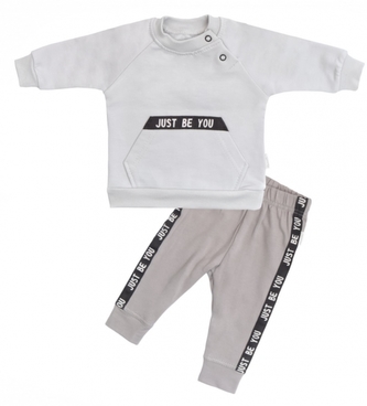 Mamatti Dětská tepláková souprava zapínání na boku, Bear - šedá, vel. 74; 74 (6-9m)