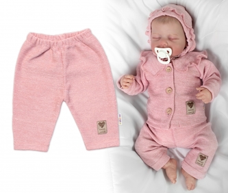 Pletené kalhoty Hand Made Girl, Baby Nellys, růžové, vel. 74; 74 (6-9m)