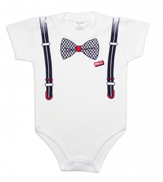 Body kr. rukáv, bavlna, zapínání u krku Mrofi, Elegant - bílé, vel. 86