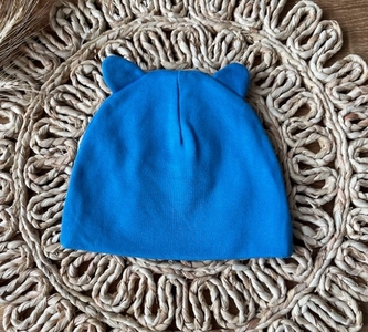 Kojenecká čepička s oušky Mamatti, Balón - modrá; 56 (1-2m)