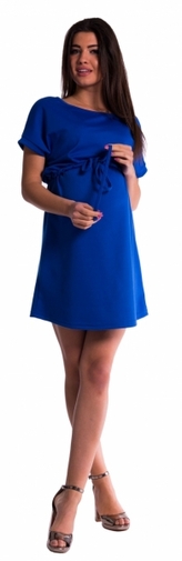 Be MaaMaa Těhotenské šaty s vázáním - tm. modré; XXL (44)