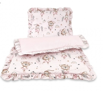 Sada do kočárku s volánkem, 2D, bavlna + Velvet, Little Balerina - růžová Sada do kočárku s volánkem, 2D, bavlna + Velvet, Little Balerina - růžová