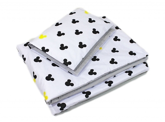 Baby Nellys 2-dílné povlečení 135x100, Mickey, bavlněné - šedá, žlutá; 135x100