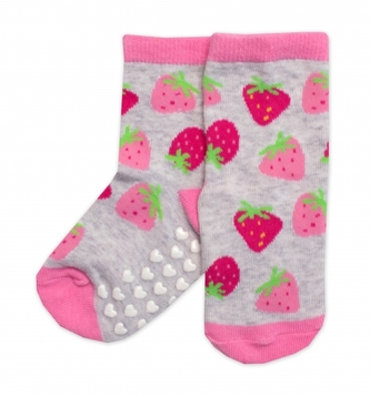 Dětské ponožky s ABS Jahůdky - šedé; 19-22