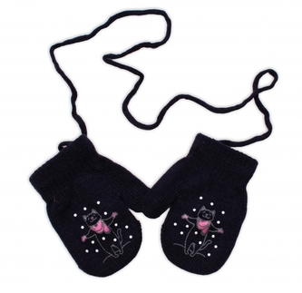 Zimní dívčí rukavičky se šňůrkou Micka - granátové, vel. 98/104; 98-104 (2-4r)