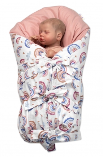 Náhradní povlak na péřovou zavinovačku MAXI LALLY Baby Nellys, Duha, 85x85cm, pudrový; 85x85