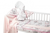 6-ti dílná výhod. sada s dárkem pro miminko Baby Nellys, 135x100 Slon a duha, růžová/bílá; 135x100