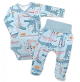 Baby Nellys 2-dílná sada, body dl.rukáv zap. bokem + polodupačky Krokodýl Eda; 52 (0-1m)