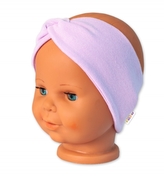 Baby Nellys Bavlněná čelenka dvouvrstvá, lila; 56/62 (0-3m)
