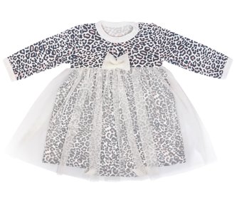 Mamatti Sukničkobody s tylem, dl. rukáv Gepardík - bílé se vzorem, vel. 74; 74 (6-9m)
