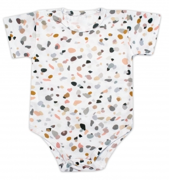 Body kr. rukáv, bavlna, zapínání u krku Kamínek Mrofi, bílé; 68 (3-6m)