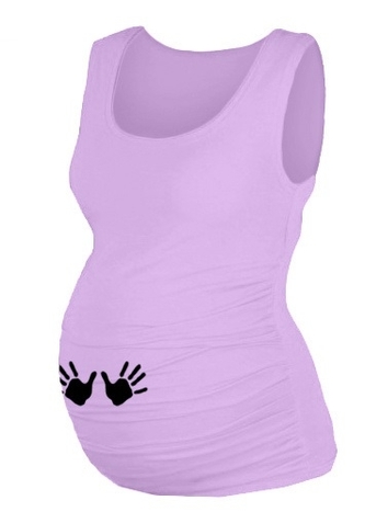 Be MaaMaa Top, tílko Dana s potiskem Ručiček - lila, vel. L/XL; L/XL