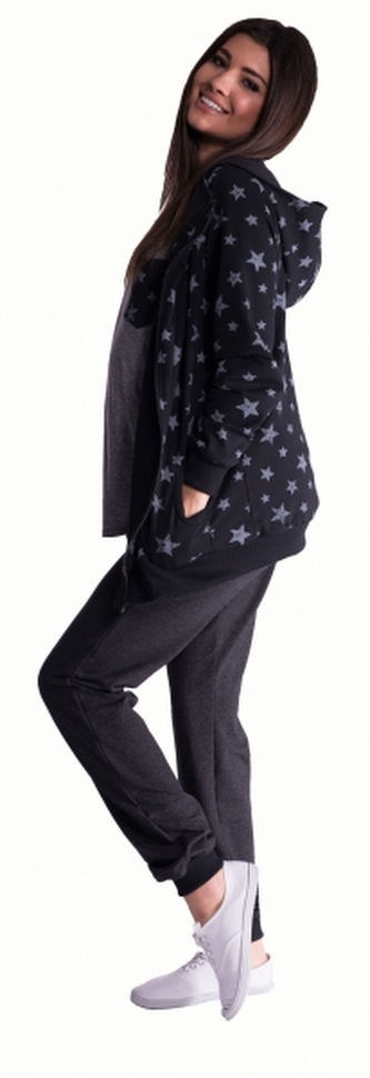 Be MaaMaa Těhotenská souprava 3 dílná s potiskem - grafit - vel. S;  S (36)