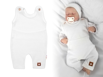 Pletené láclové kalhoty Boy Star, Baby Nellys, bílé, vel. 74; 74 (6-9m)