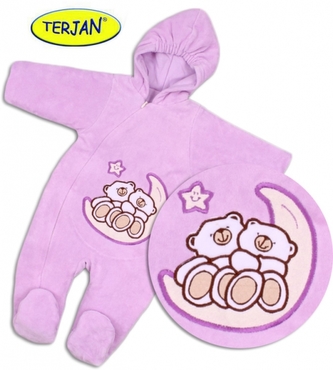 TERJAN Zimní/podzimní kombinézka/overálek Medvídci - lila/fialková, vel. 74; 74 (6-9m)