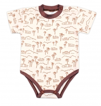 Body kr. rukáv, bavlna, zapínání u krku Mrofi, Afrika, krémové; 62 (2-3m)