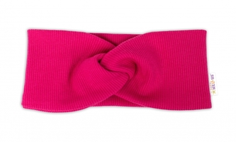 Baby Nellys Hand Made Dvouvrstvá žebrovaná čelenka, malinová, 92/98; 92/98 (18-36m)