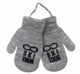 Zimní chlapecké rukavičky se šňůrkou Ski tour - šedé, vel. 80/92; 80-92 (12-24m)