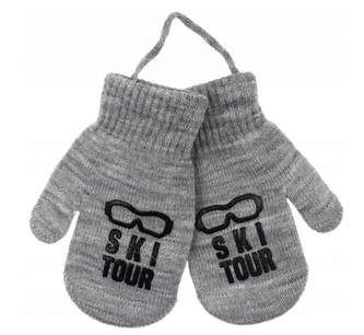 Zimní chlapecké rukavičky se šňůrkou Ski tour - šedé, vel. 80/92; 80-92 (12-24m)