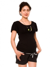 Be MaaMaa Těhotenské teplákové kraťasy Monika - černé, vel. S;  S (36)