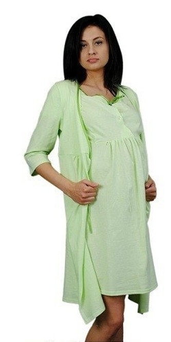 Be MaaMaa Těhotenský župan, 3/4 rukáv - sv. zelený, vel. L/XL; L/XL