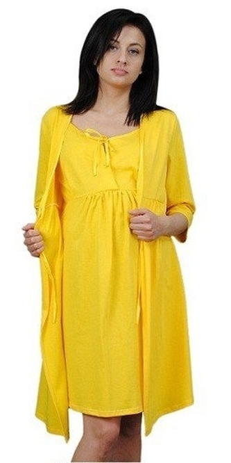 Be MaaMaa Těhotenský župan, 3/4 rukáv - žlutý; S/M