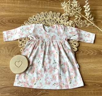 Kojenecké šaty s dlouhým rukávem, Květy višní, Mamatti, smetanovo/pudrové, vel. 74; 74 (6-9m)